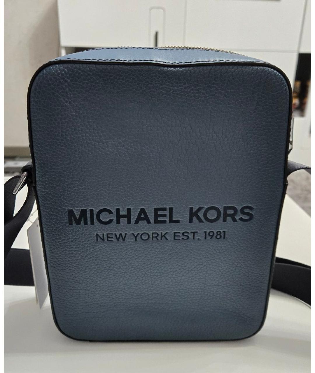 MICHAEL KORS Голубая кожаная сумка на плечо, фото 7