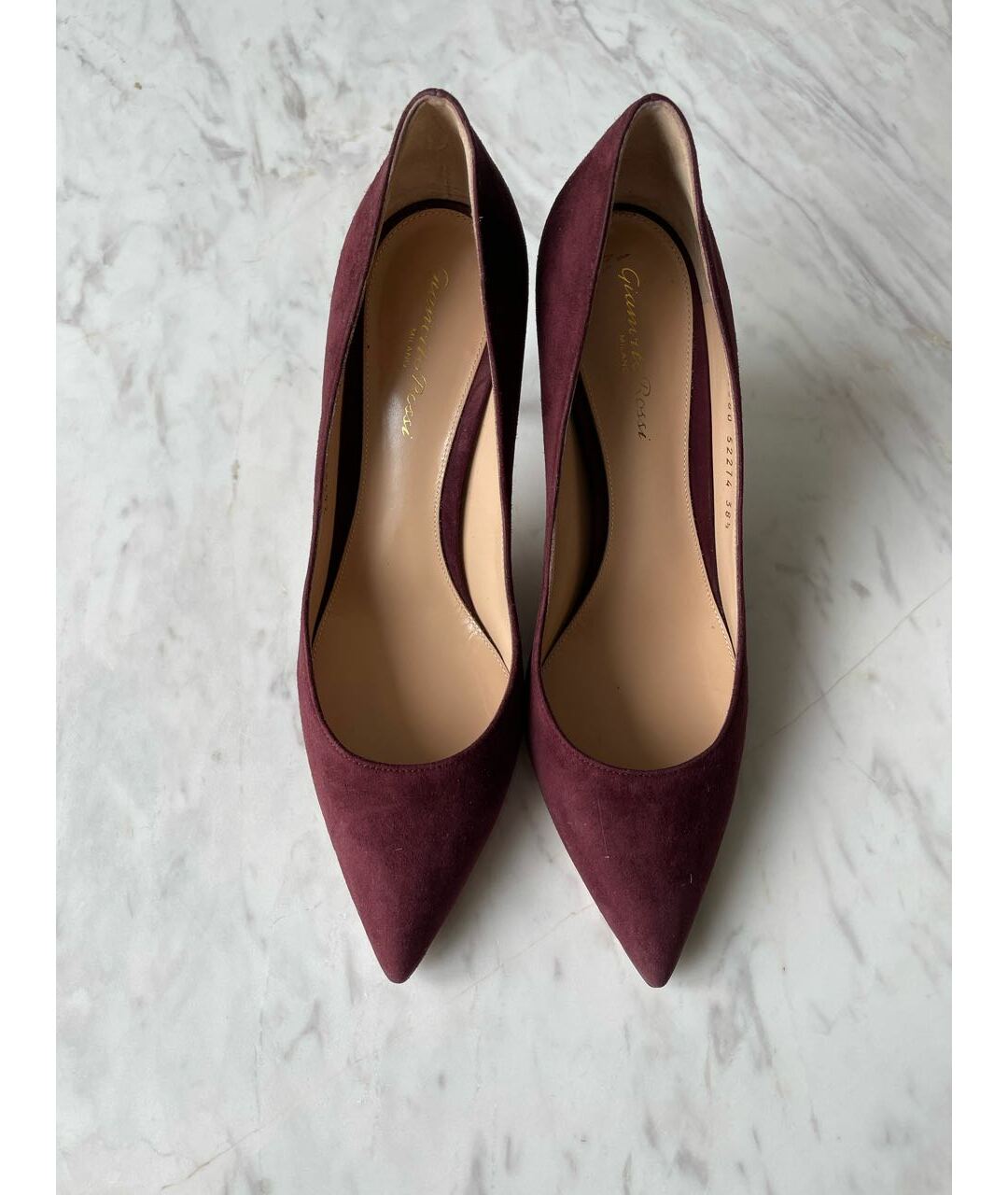 GIANVITO ROSSI Бордовые замшевые туфли, фото 2
