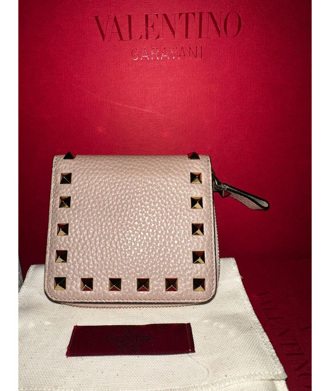 VALENTINO Бежевый кожаный кошелек, фото 5