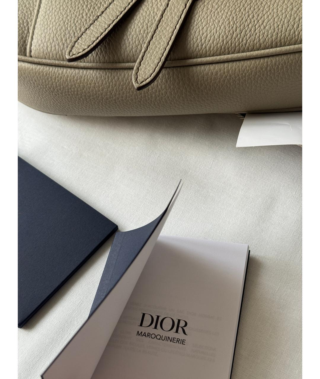 CHRISTIAN DIOR Бежевая кожаная сумка на плечо, фото 6