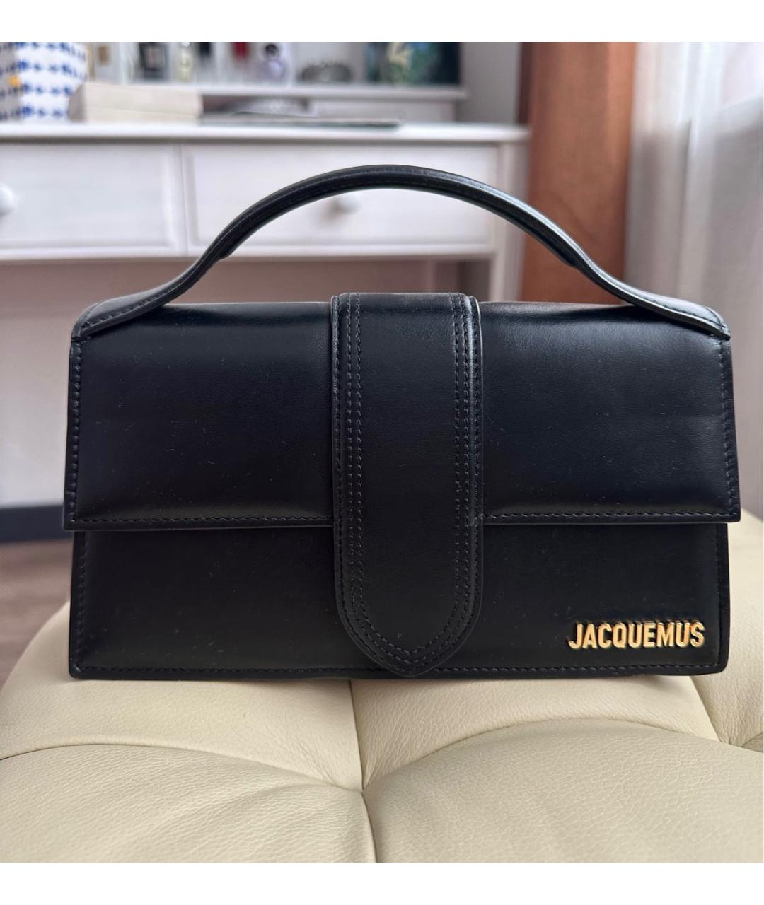 JACQUEMUS Черная кожаная сумка с короткими ручками, фото 6