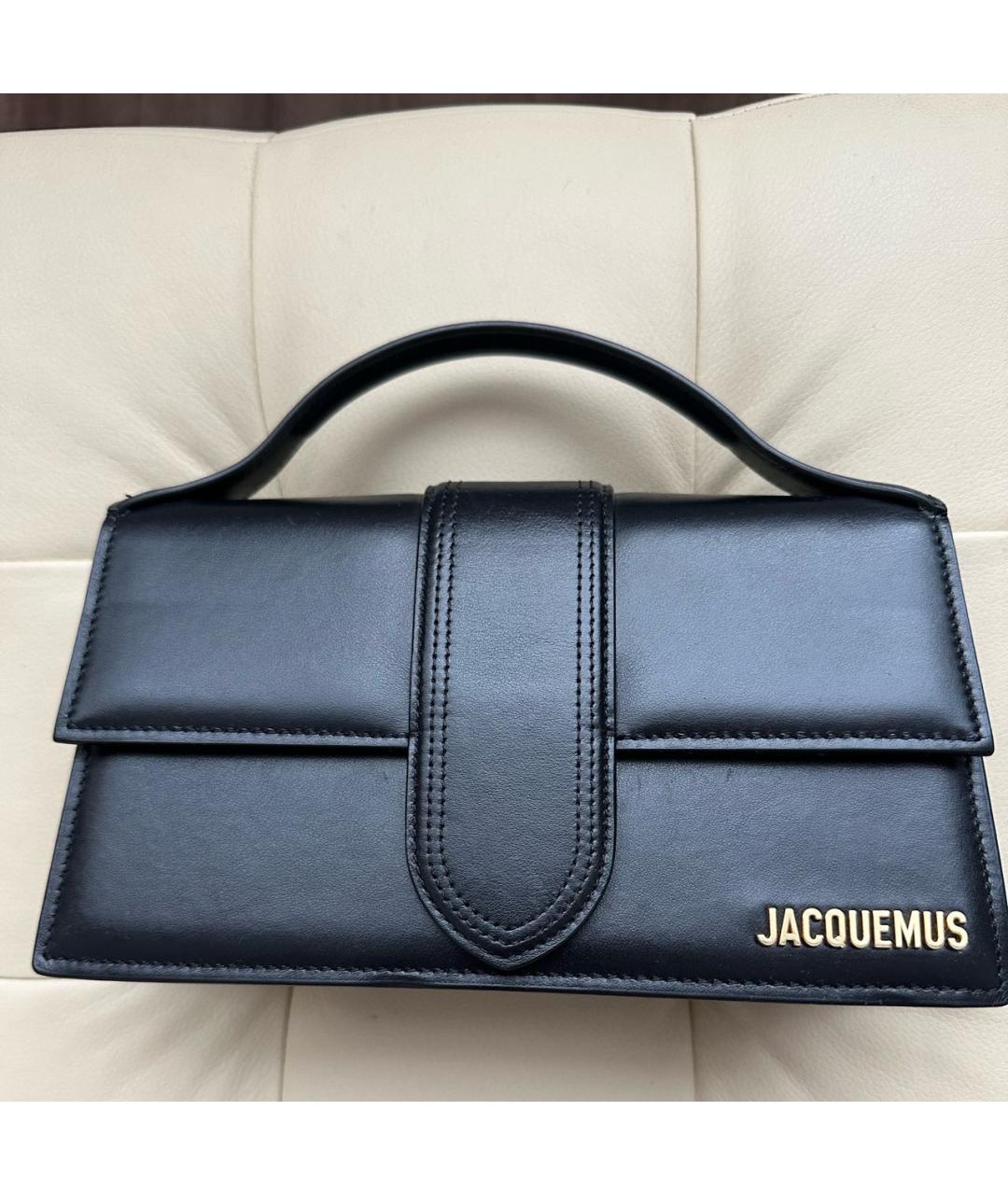 JACQUEMUS Черная кожаная сумка с короткими ручками, фото 5