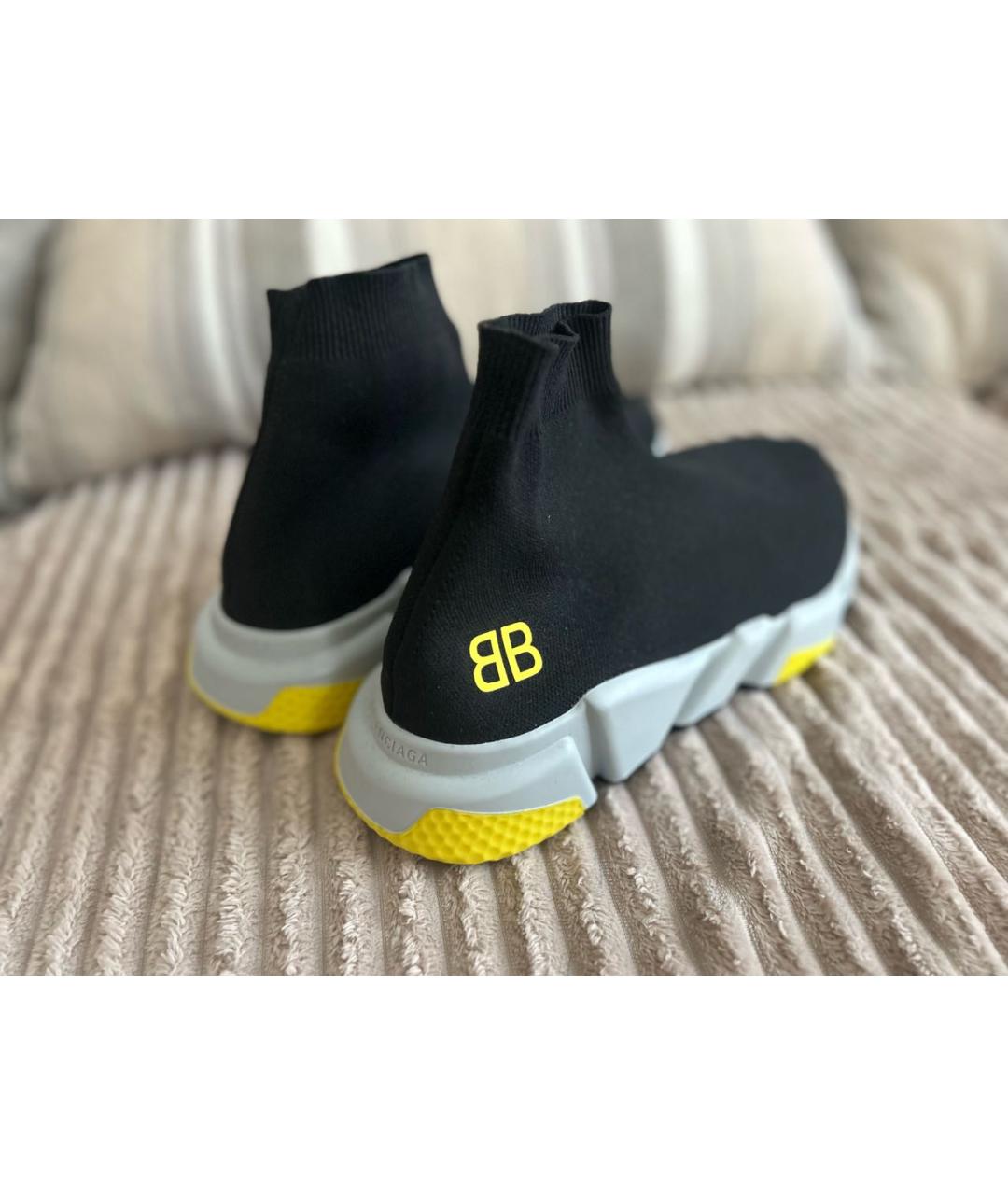BALENCIAGA Черные текстильные высокие кроссовки / кеды, фото 4