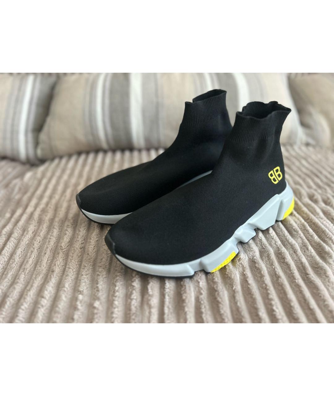 BALENCIAGA Черные текстильные высокие кроссовки / кеды, фото 2