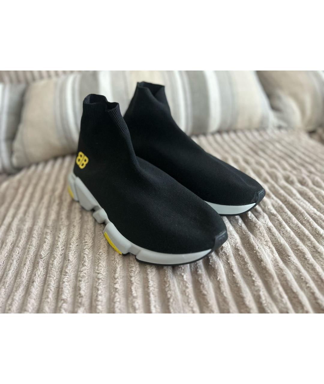 BALENCIAGA Черные текстильные высокие кроссовки / кеды, фото 3
