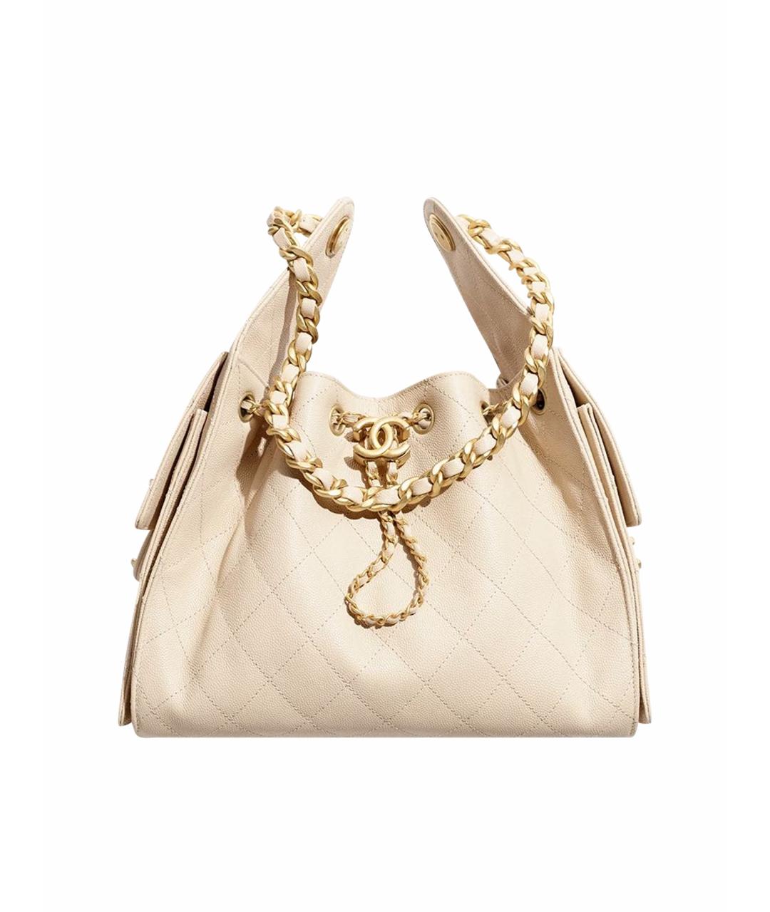 CHANEL Бежевая кожаная сумка тоут, фото 1