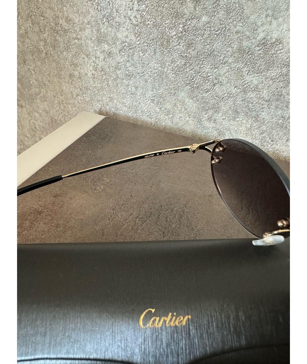 CARTIER Коричневые металлические солнцезащитные очки, фото 7