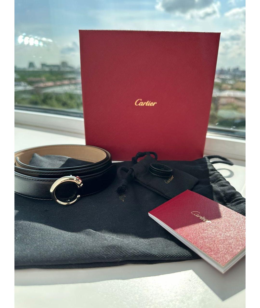 CARTIER Черный кожаный ремень, фото 4