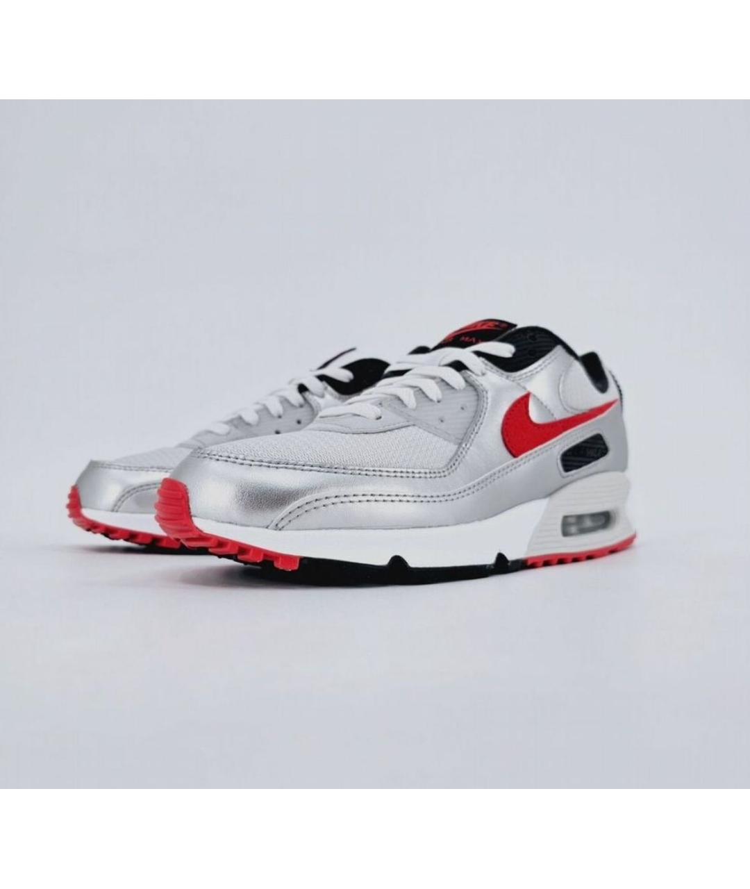 NIKE Серебряные кожаные низкие кроссовки / кеды, фото 7