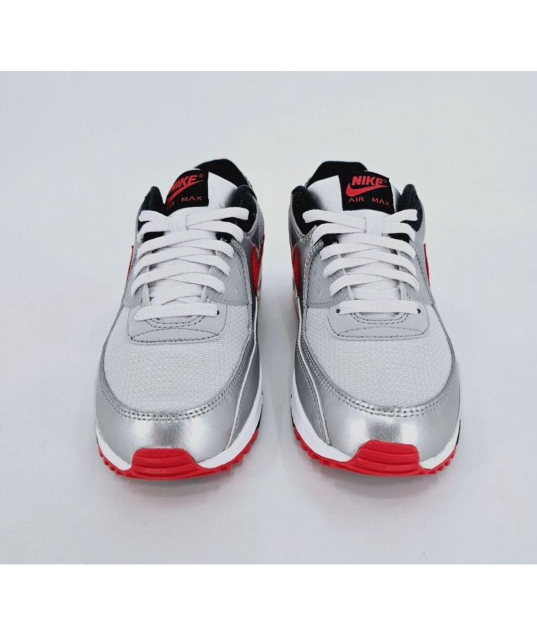 NIKE Серебряные кожаные низкие кроссовки / кеды, фото 8