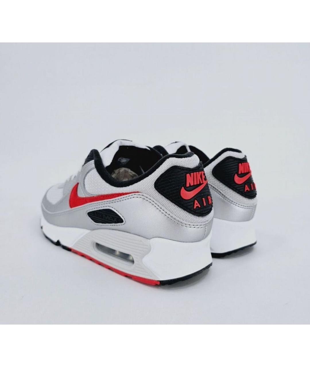 NIKE Серебряные кожаные низкие кроссовки / кеды, фото 6