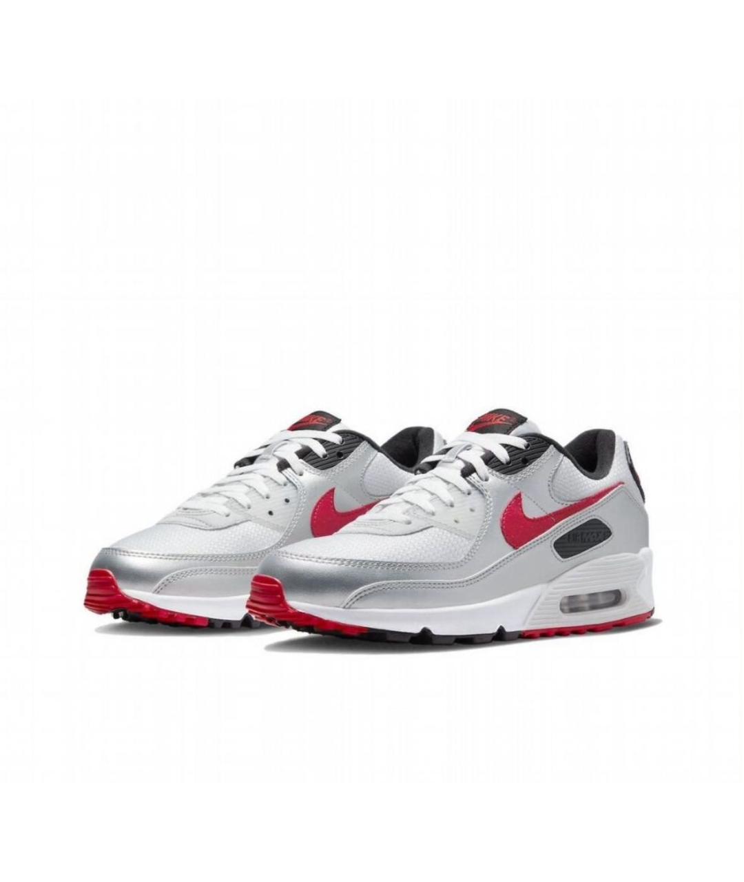 NIKE Серебряные кожаные низкие кроссовки / кеды, фото 2