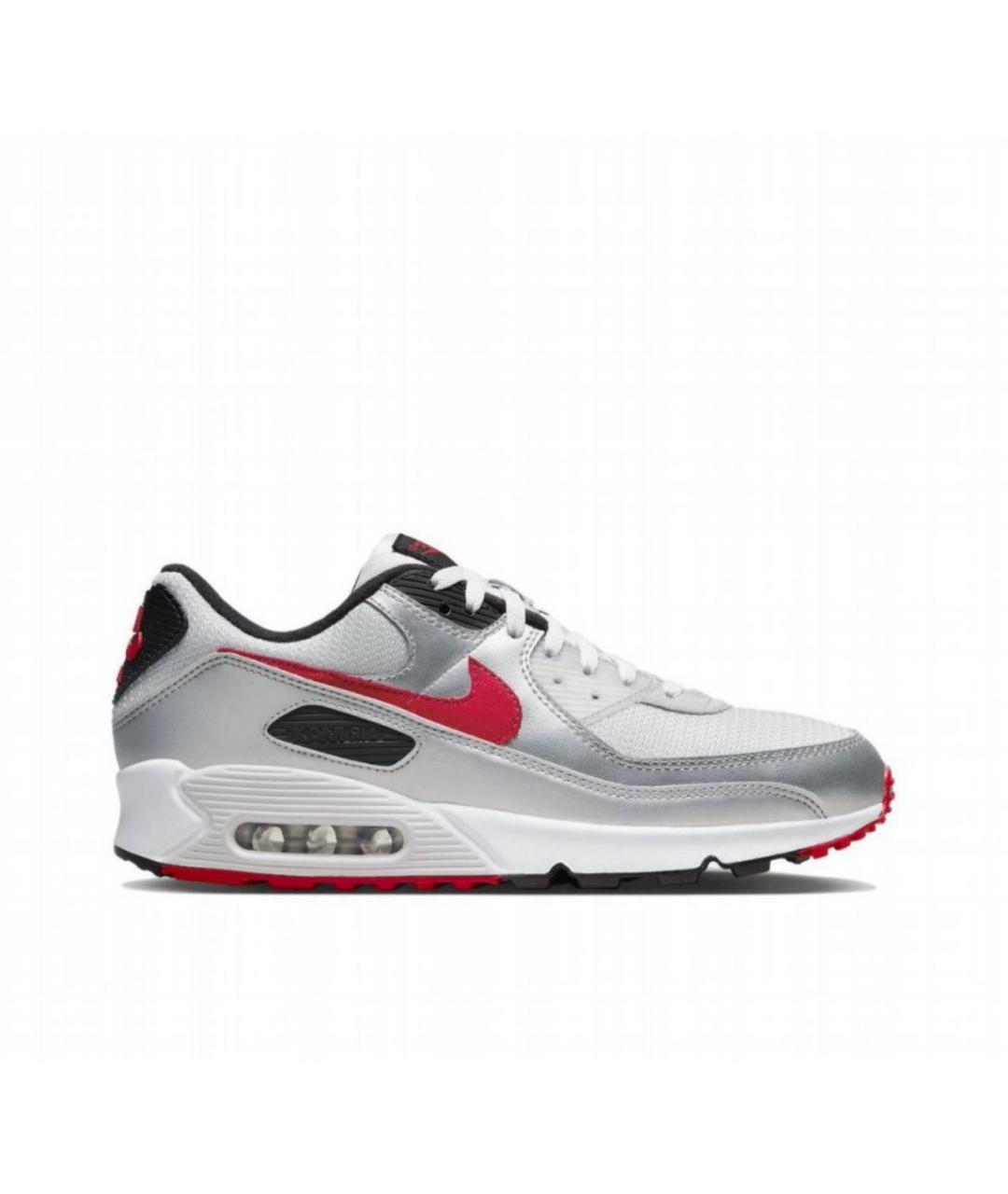 NIKE Серебряные кожаные низкие кроссовки / кеды, фото 1