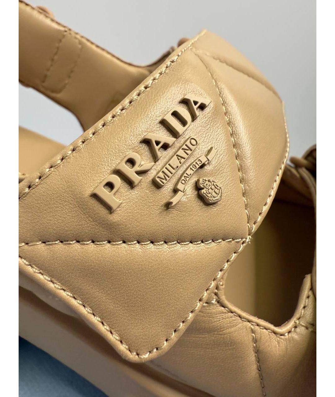 PRADA Бежевые кожаные сандалии, фото 3