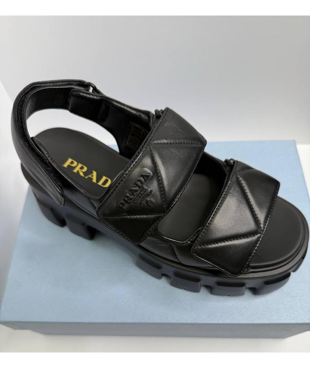 PRADA Черные кожаные сандалии, фото 2