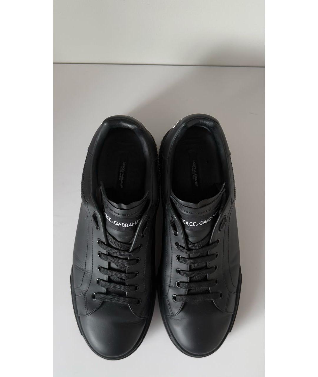 DOLCE&GABBANA Черные кожаные низкие кроссовки / кеды, фото 4