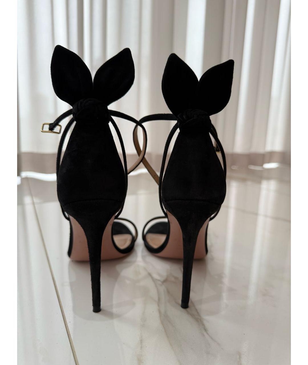 AQUAZZURA Черные замшевые босоножки, фото 5