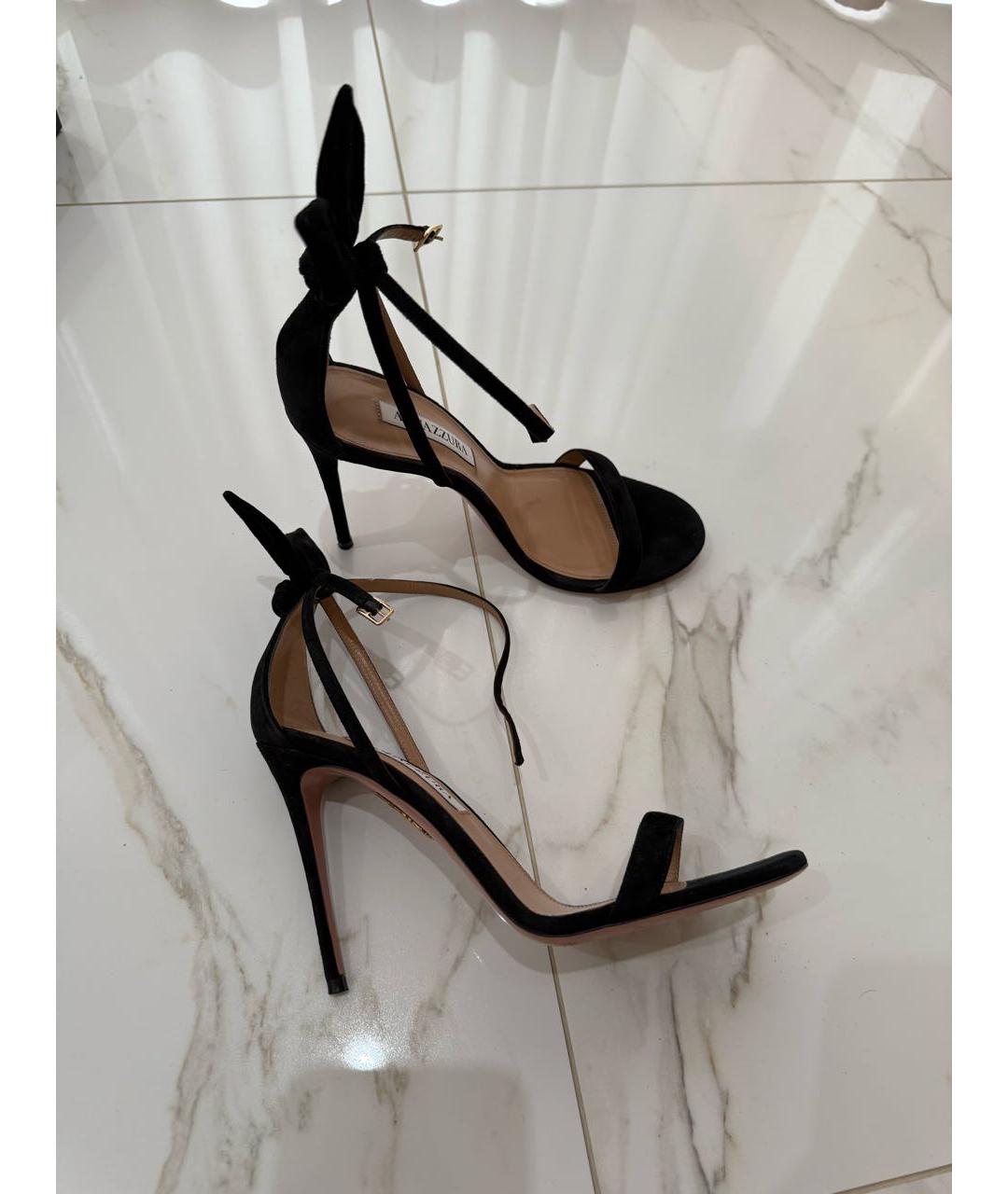 AQUAZZURA Черные замшевые босоножки, фото 6