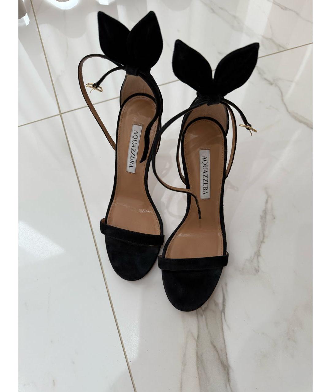 AQUAZZURA Черные замшевые босоножки, фото 3