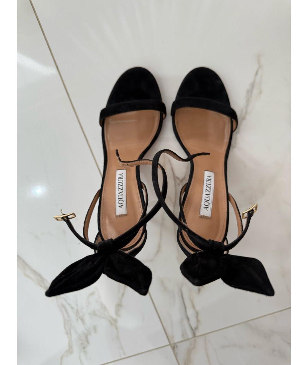 AQUAZZURA Черные замшевые босоножки, фото 4