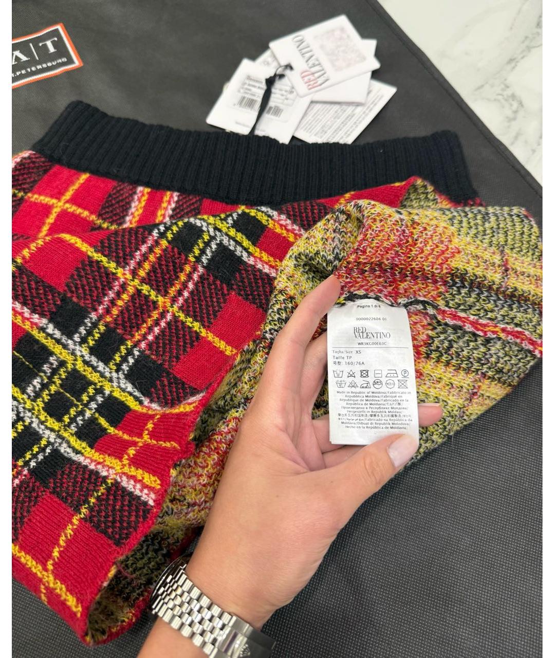 RED VALENTINO Красная шерстяная юбка мини, фото 5