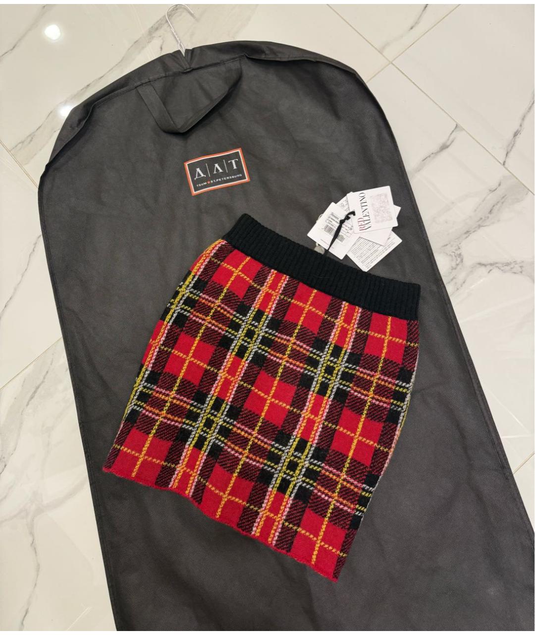 RED VALENTINO Красная шерстяная юбка мини, фото 4