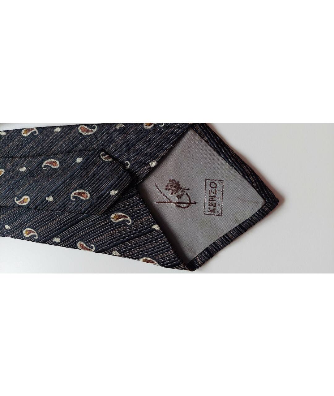 KENZO VINTAGE Коричневый шелковый галстук, фото 5