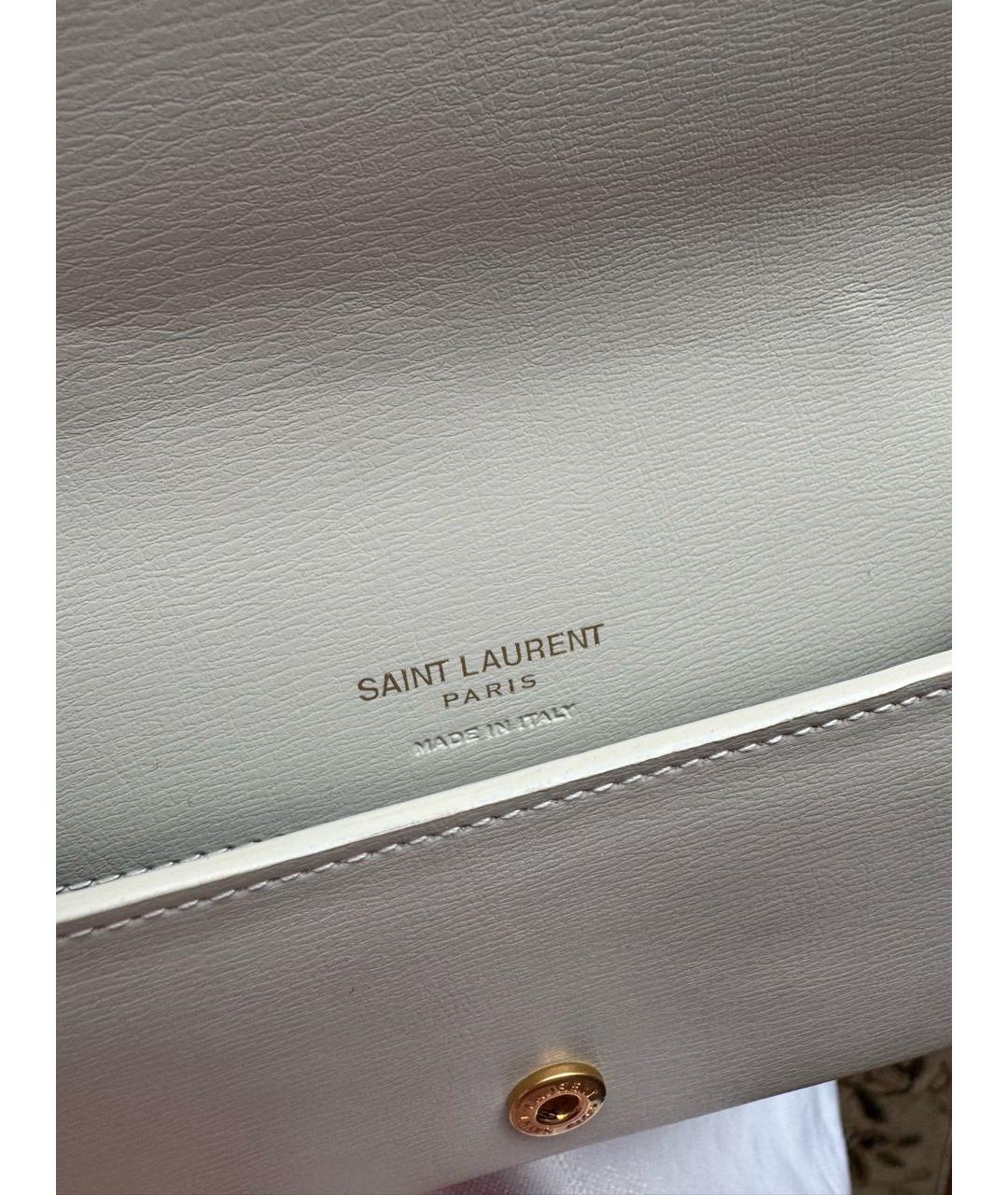 SAINT LAURENT Бежевая кожаная сумка через плечо, фото 3