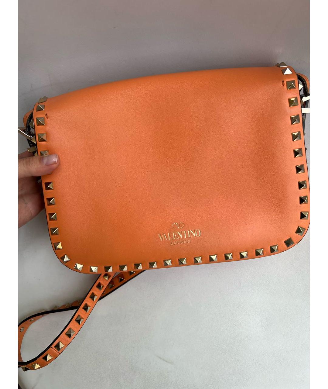 VALENTINO Оранжевая кожаная сумка через плечо, фото 2
