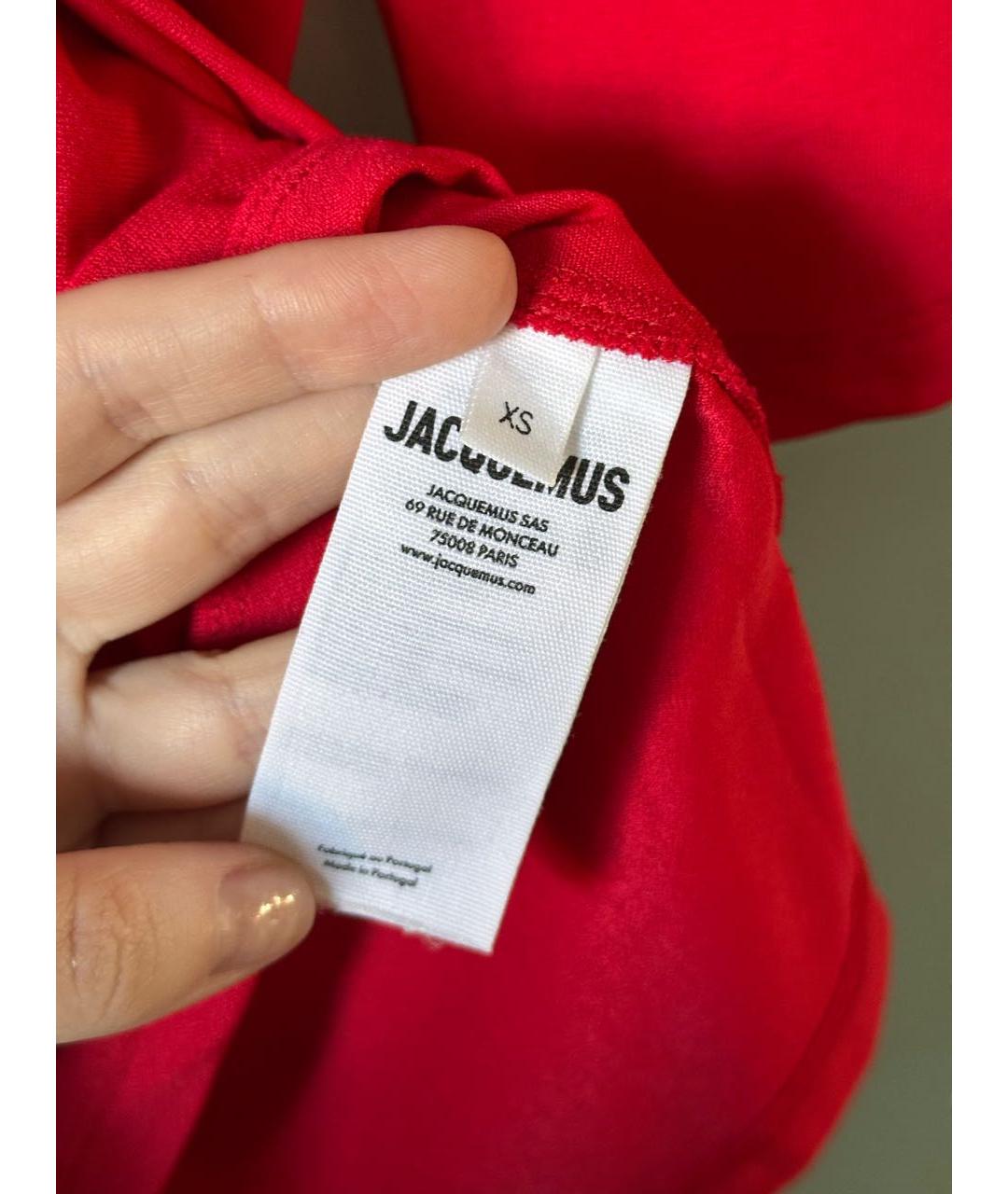 JACQUEMUS Красное вискозное коктейльное платье, фото 4