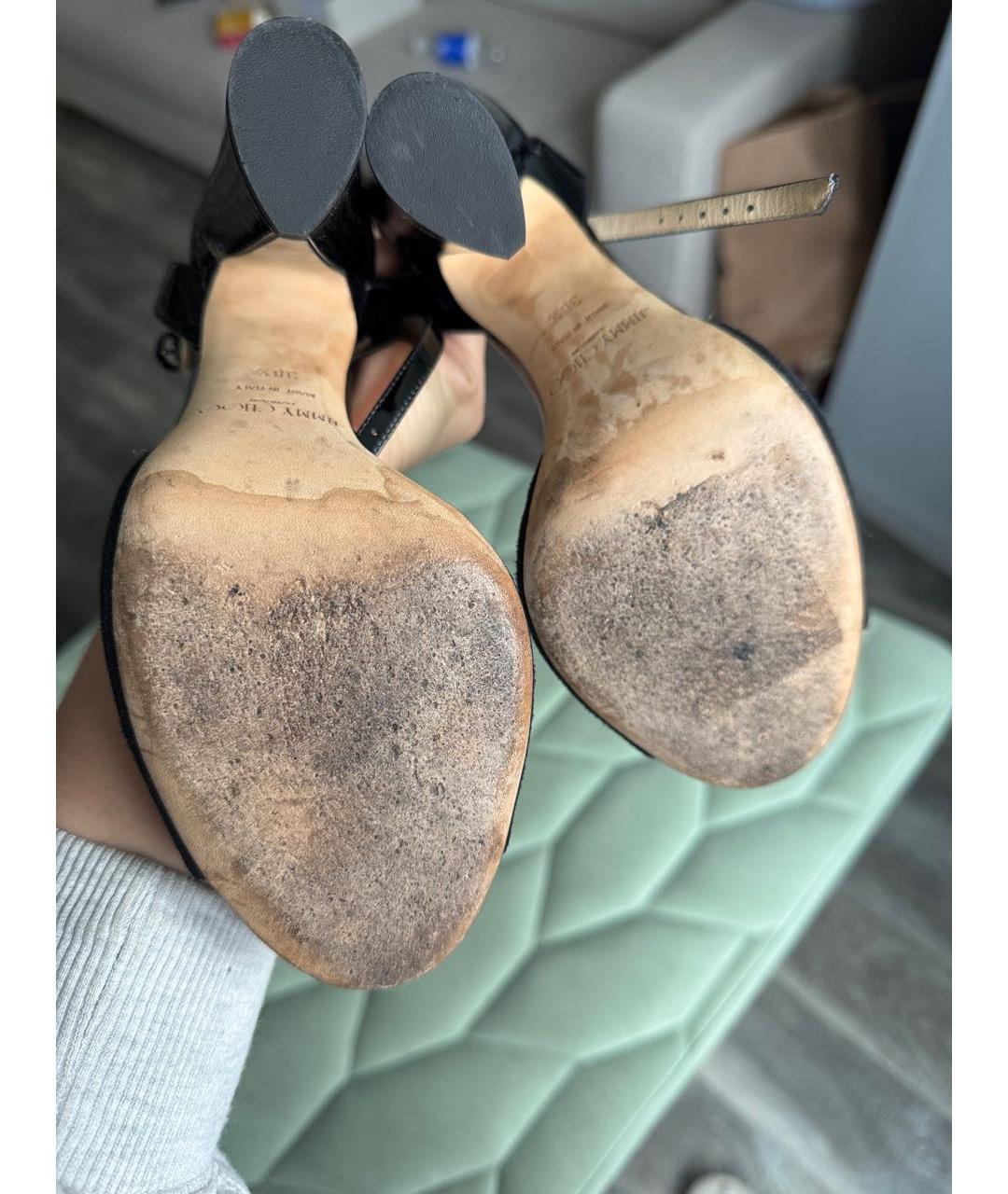 JIMMY CHOO Черные кожаные босоножки, фото 5