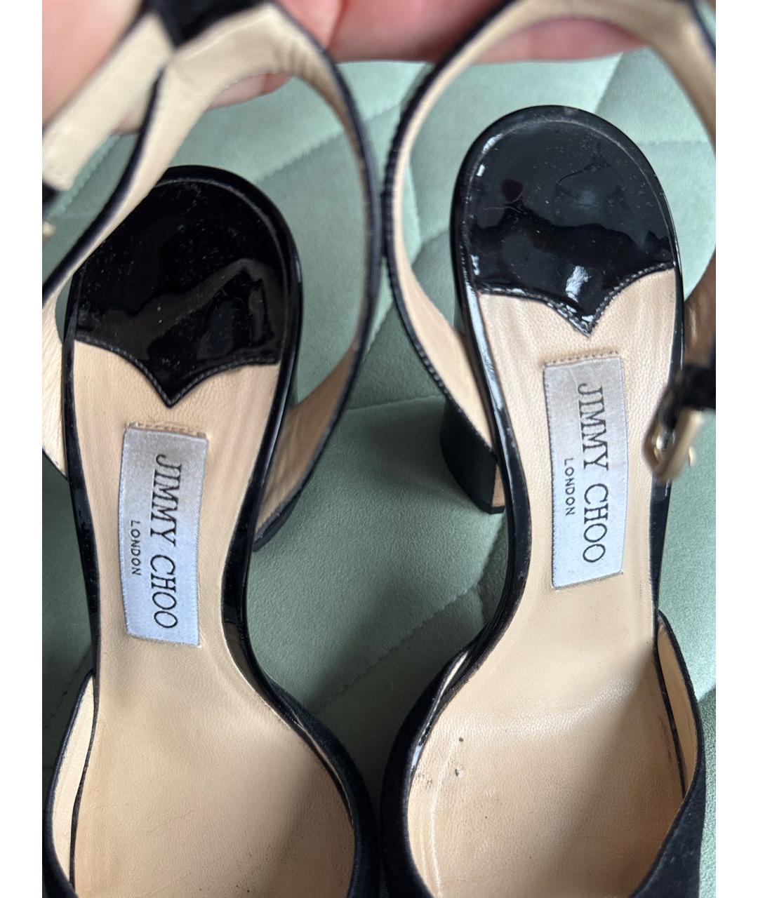 JIMMY CHOO Черные кожаные босоножки, фото 6
