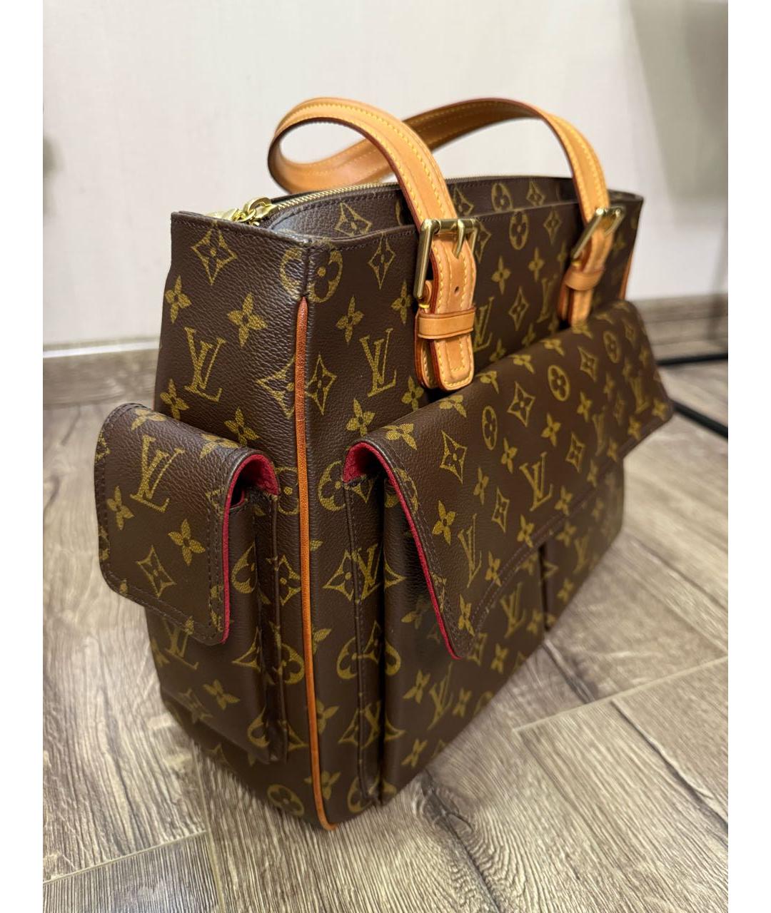 LOUIS VUITTON Коричневая кожаная сумка тоут, фото 2