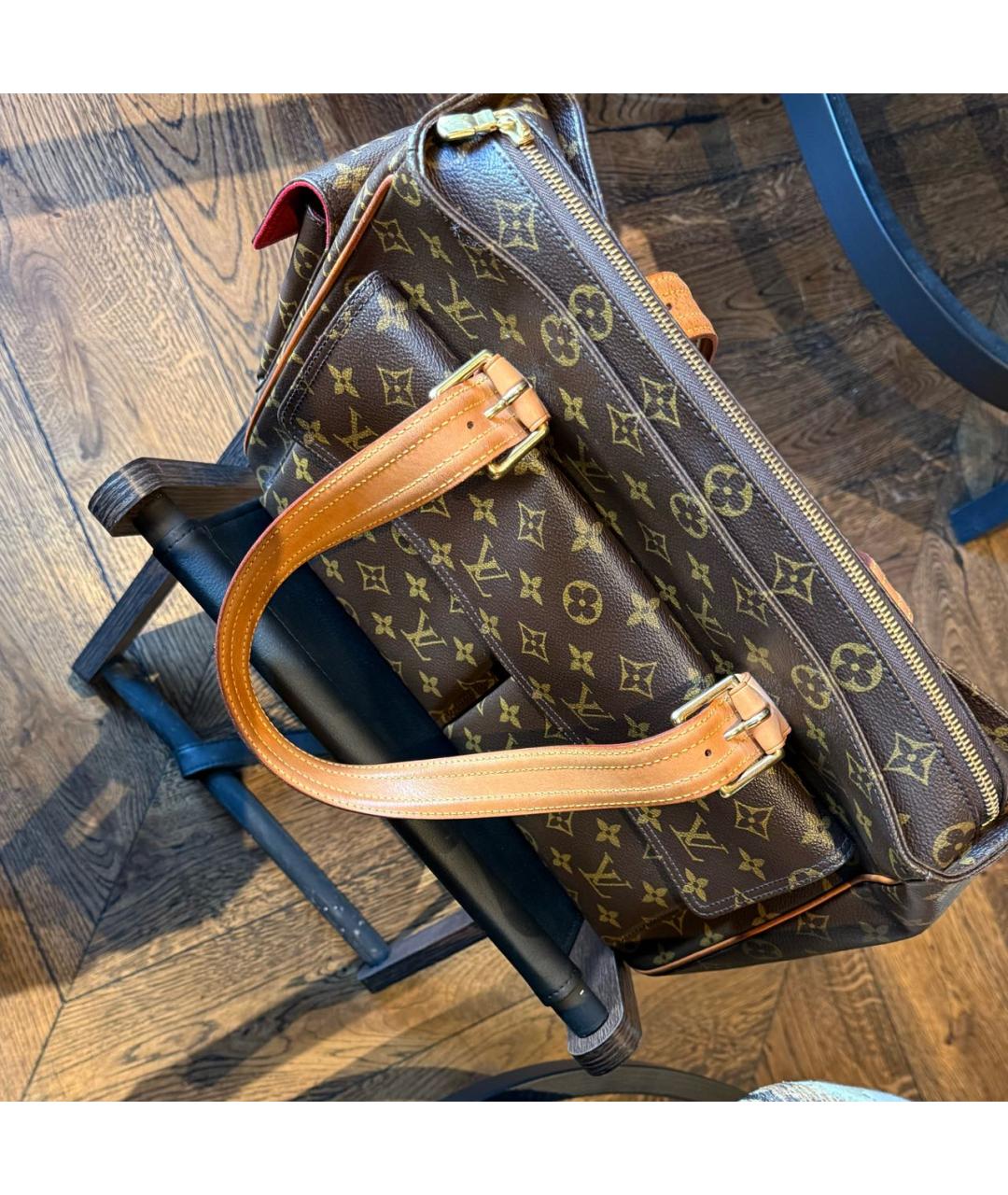 LOUIS VUITTON Коричневая кожаная сумка тоут, фото 5
