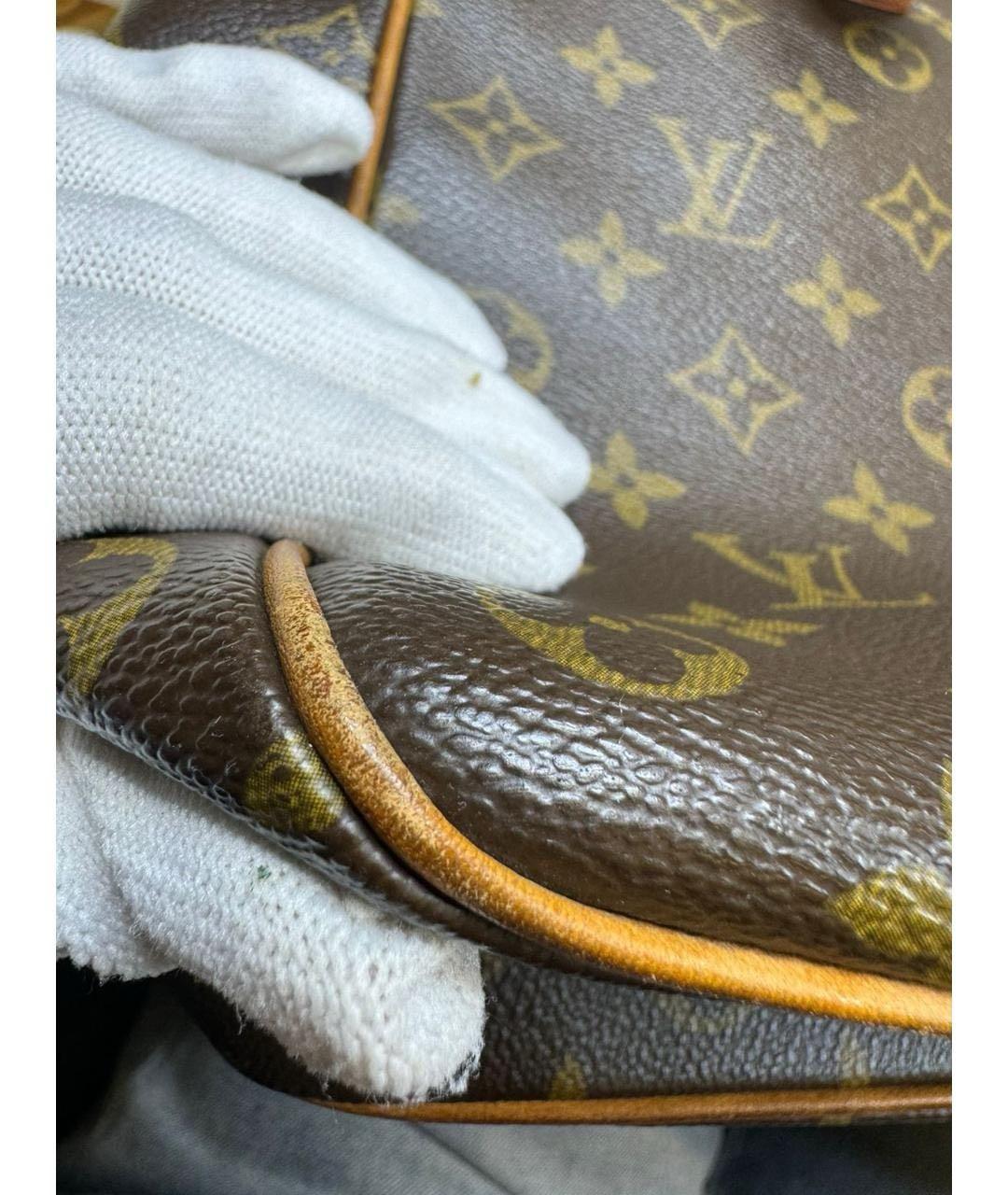 LOUIS VUITTON Коричневая кожаная сумка тоут, фото 7