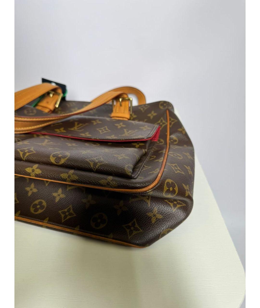 LOUIS VUITTON Коричневая кожаная сумка тоут, фото 6