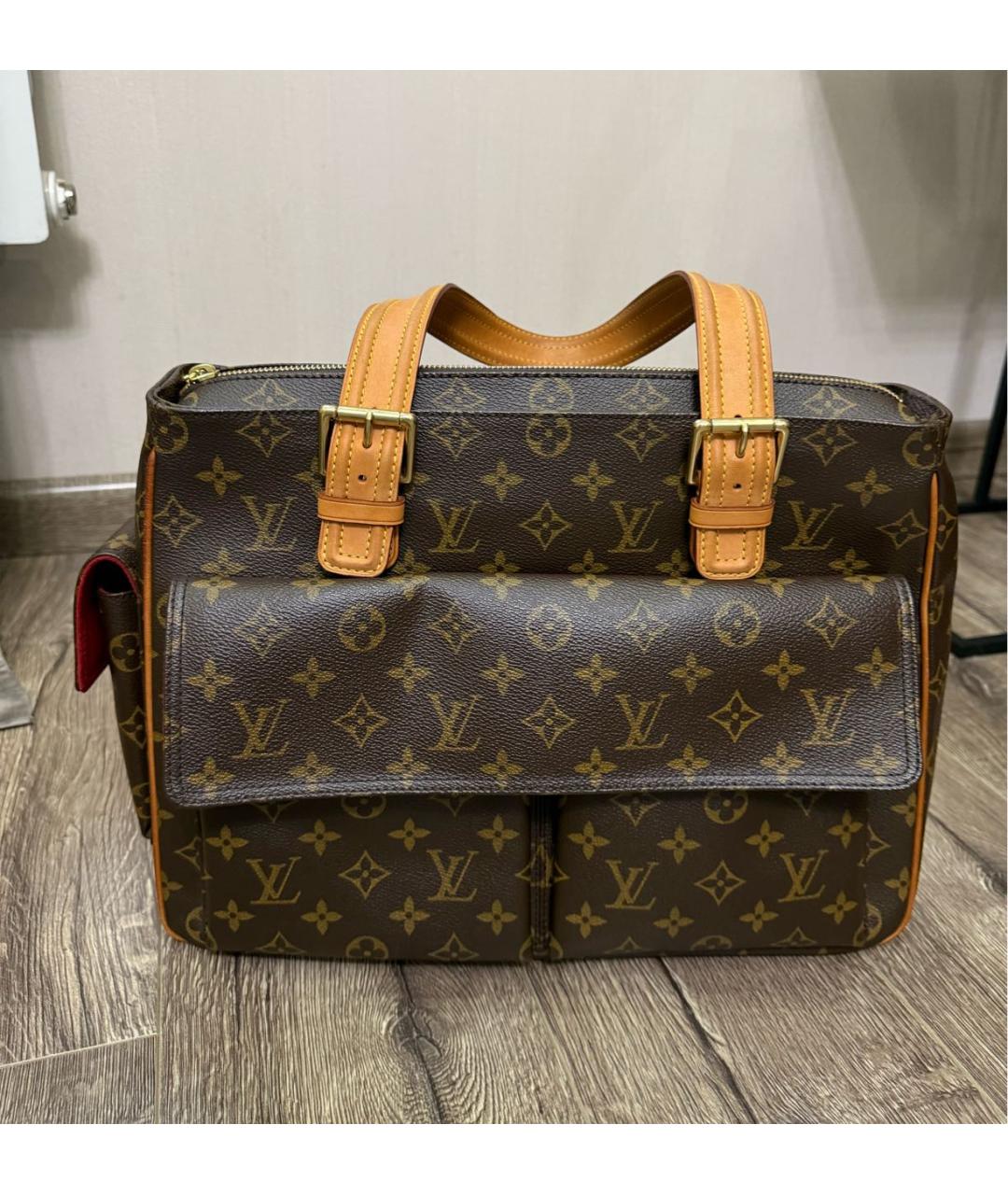 LOUIS VUITTON Коричневая кожаная сумка тоут, фото 9