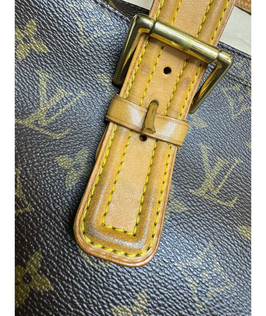 LOUIS VUITTON Коричневая кожаная сумка тоут, фото 8