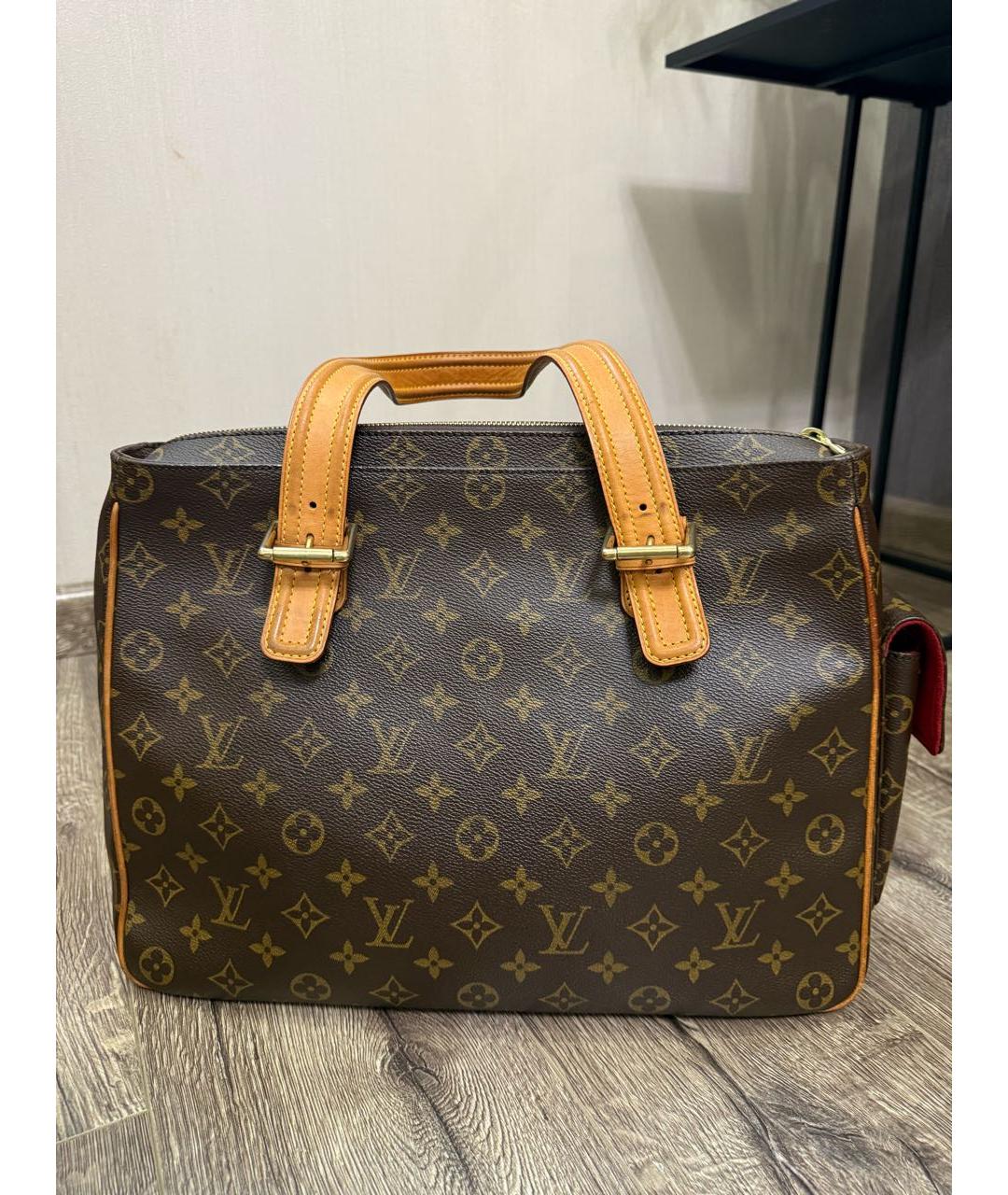LOUIS VUITTON Коричневая кожаная сумка тоут, фото 3