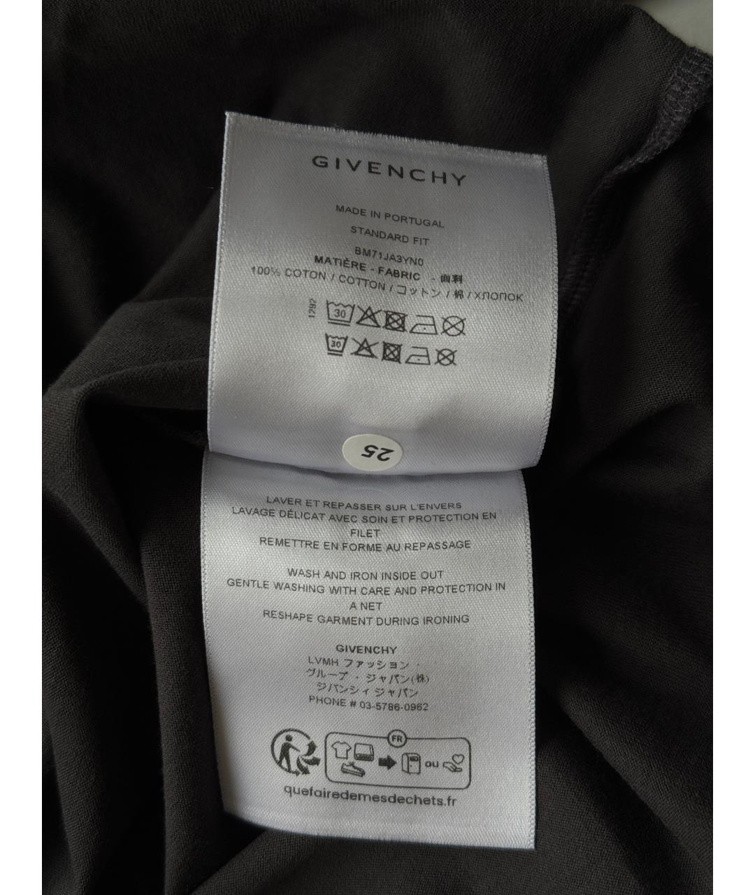GIVENCHY Антрацитовая хлопковая футболка, фото 6