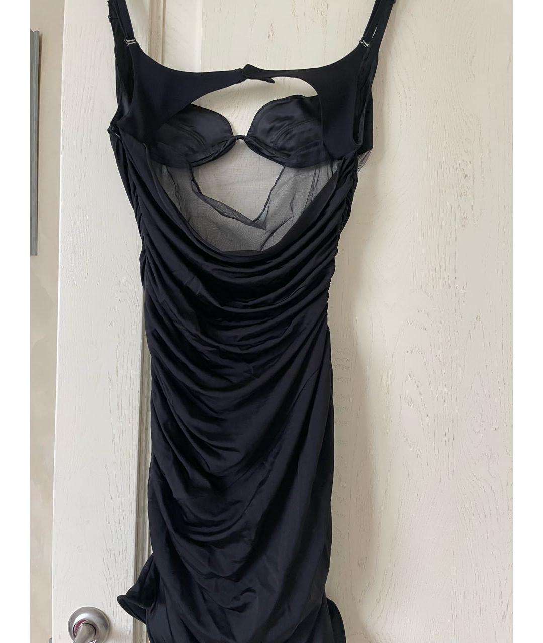 MUGLER Черное вискозное коктейльное платье, фото 4