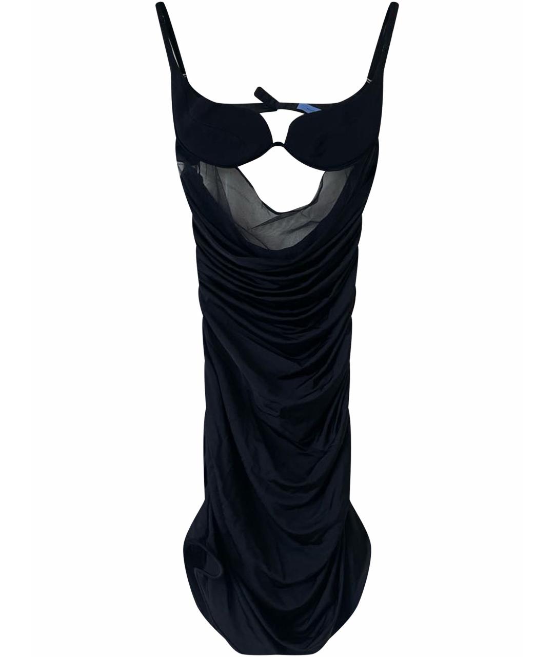 MUGLER Черное вискозное коктейльное платье, фото 1