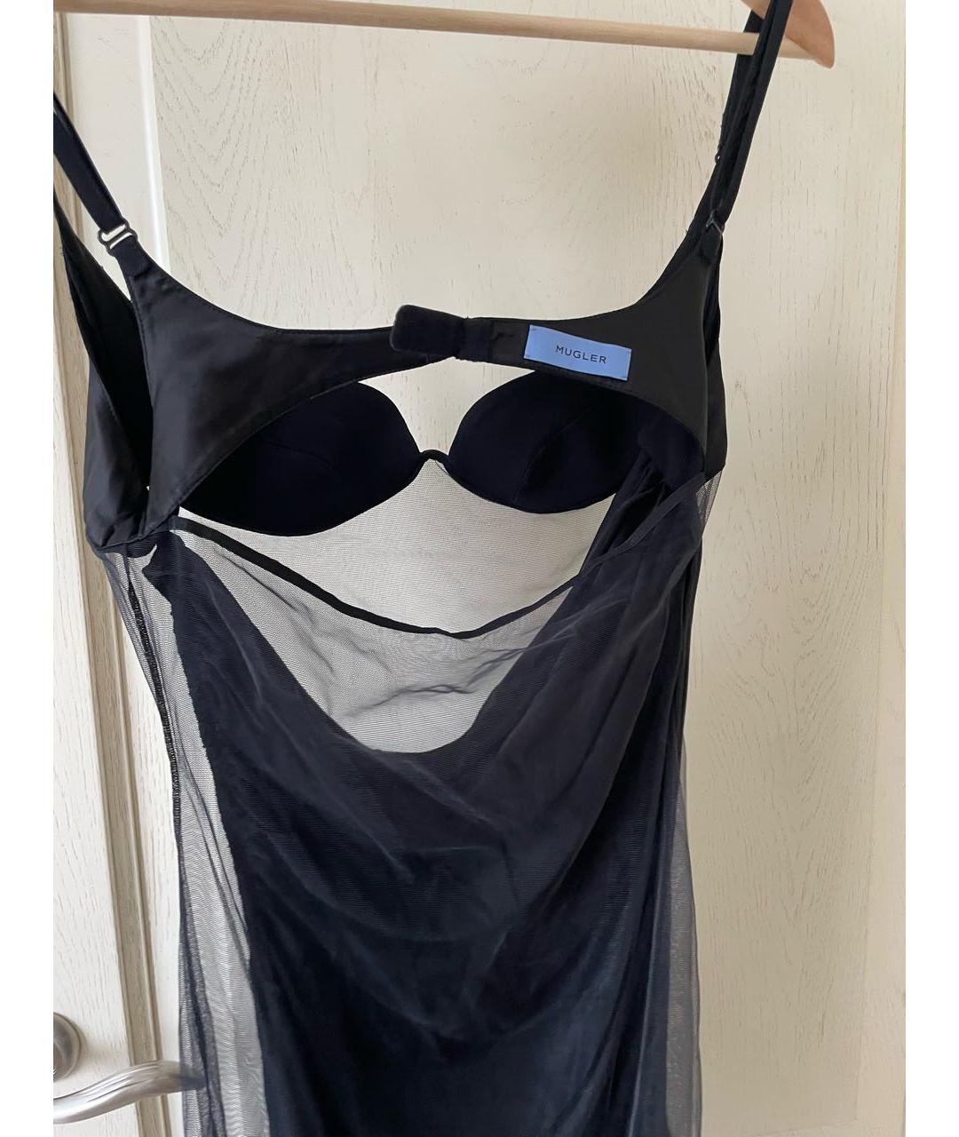 MUGLER Черное вискозное коктейльное платье, фото 8