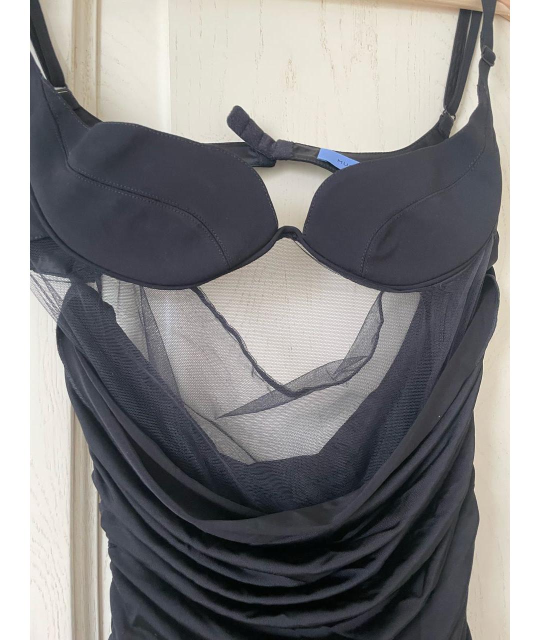 MUGLER Черное вискозное коктейльное платье, фото 2