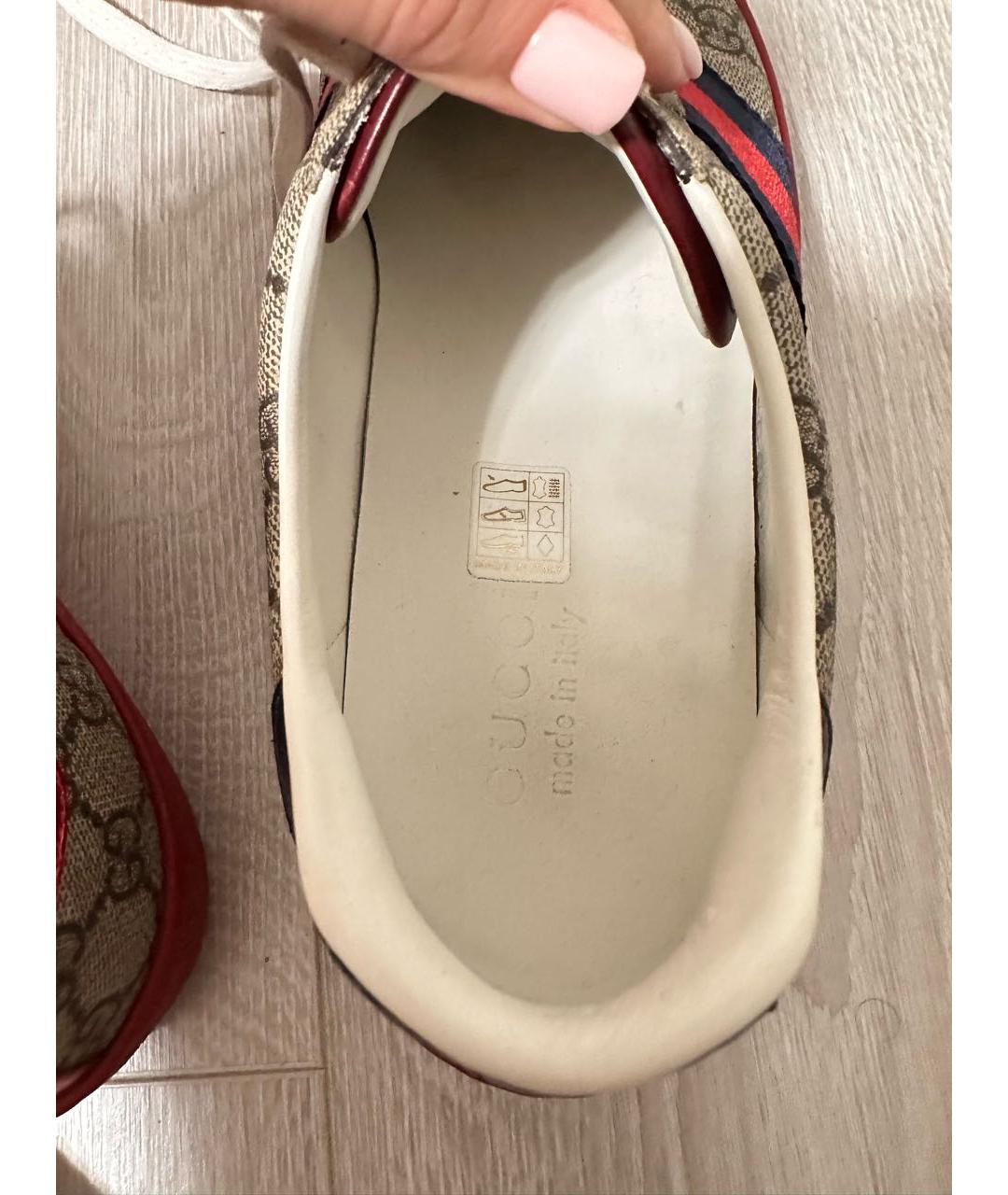 GUCCI Коричневые текстильные низкие кроссовки / кеды, фото 8