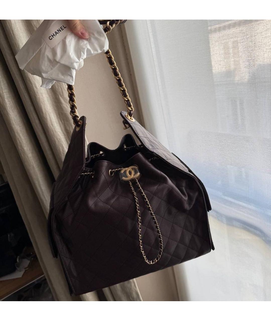 CHANEL Коричневая кожаная сумка тоут, фото 3