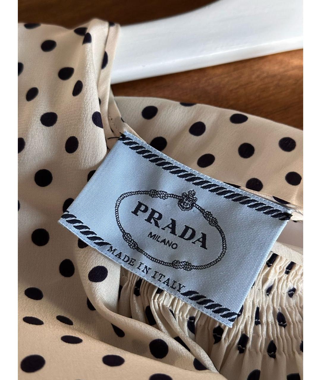 PRADA Бежевое шелковое коктейльное платье, фото 2