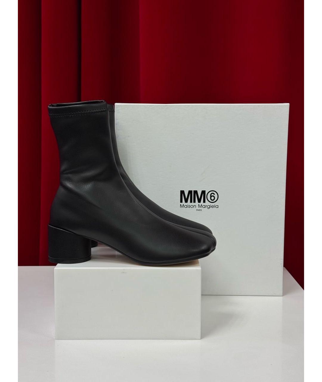 MM6 MAISON MARGIELA Черные кожаные ботильоны, фото 6