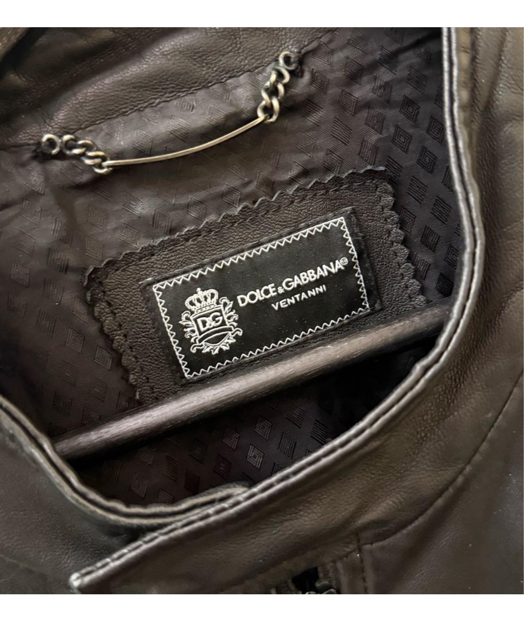 DOLCE&GABBANA Черная кожаная куртка, фото 2