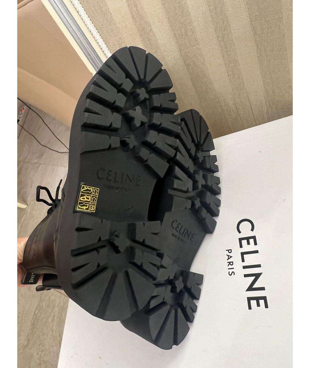 CELINE Черные кожаные ботинки, фото 4